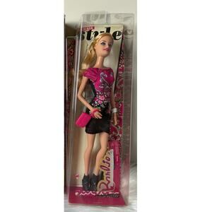 Barbie Fashionistas 12" 2013 Black and Pink Floral Dress Blonde Hair Barbie NEW